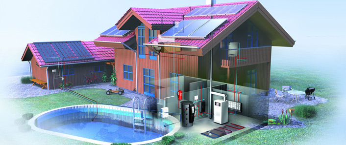 Schematische Darstellung von Warmwasser- und Heizungsanlagen